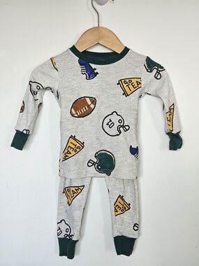 Carter's Baby Boy Football Sports Pajama Set 2-Piece Sleepwear Grey Green 12M